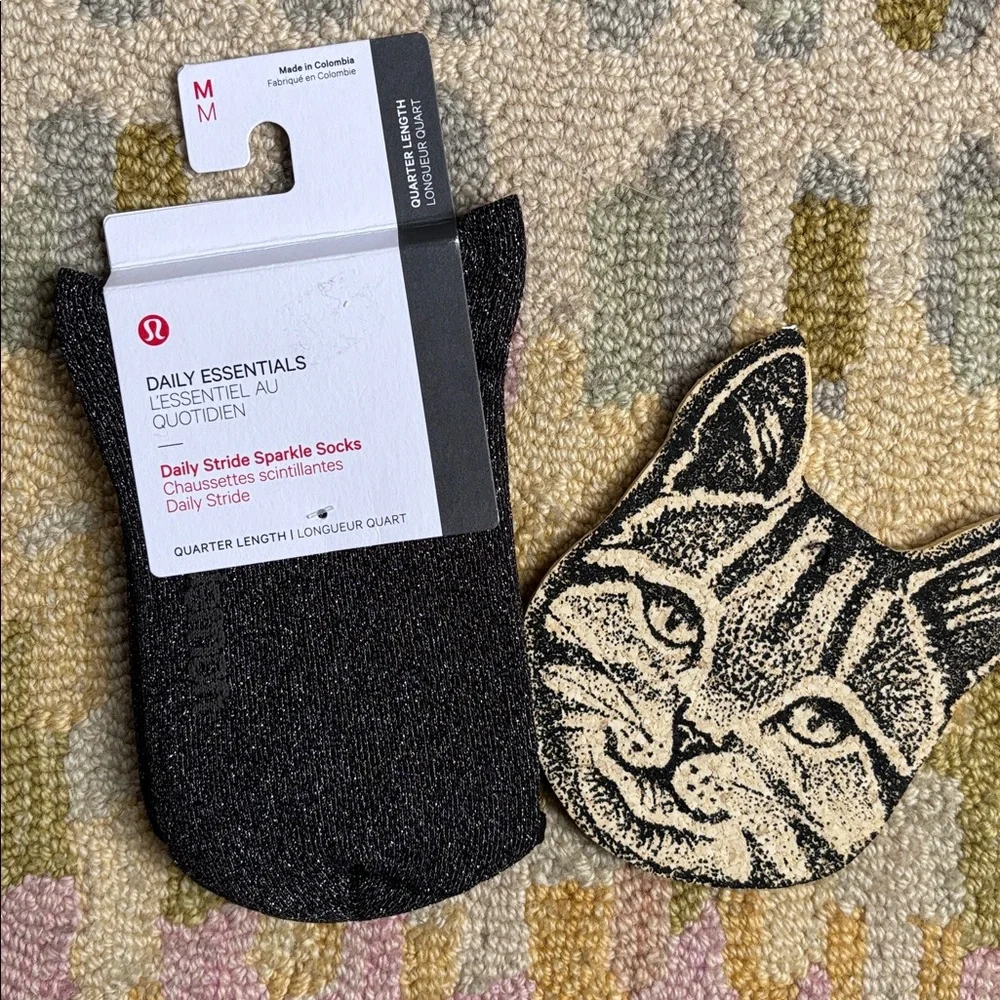 Lululemon NWT Daily Stride Sparkle Socks Black Moon/ Silver glimmer Medium